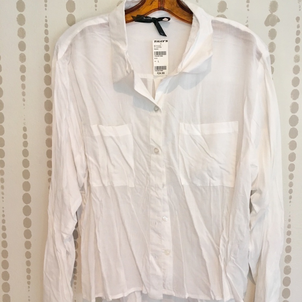 White cotton sheer blouse